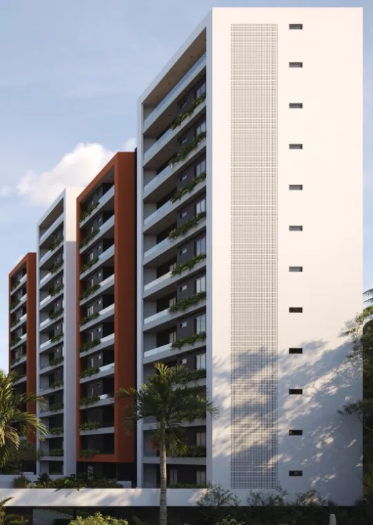Fachada con balcones vegetados