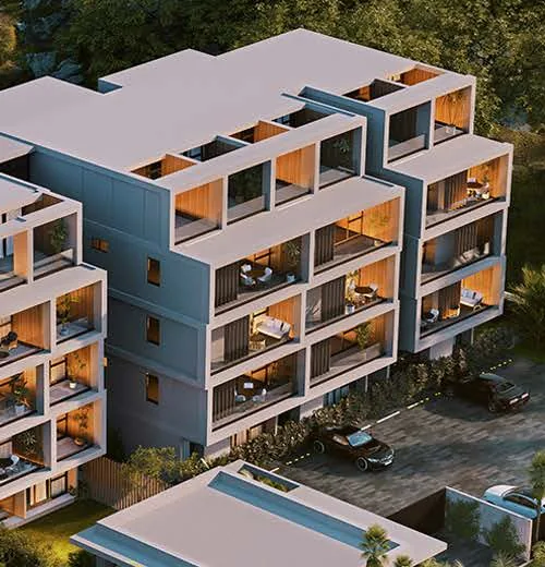 Bloques con balcones y terrazas